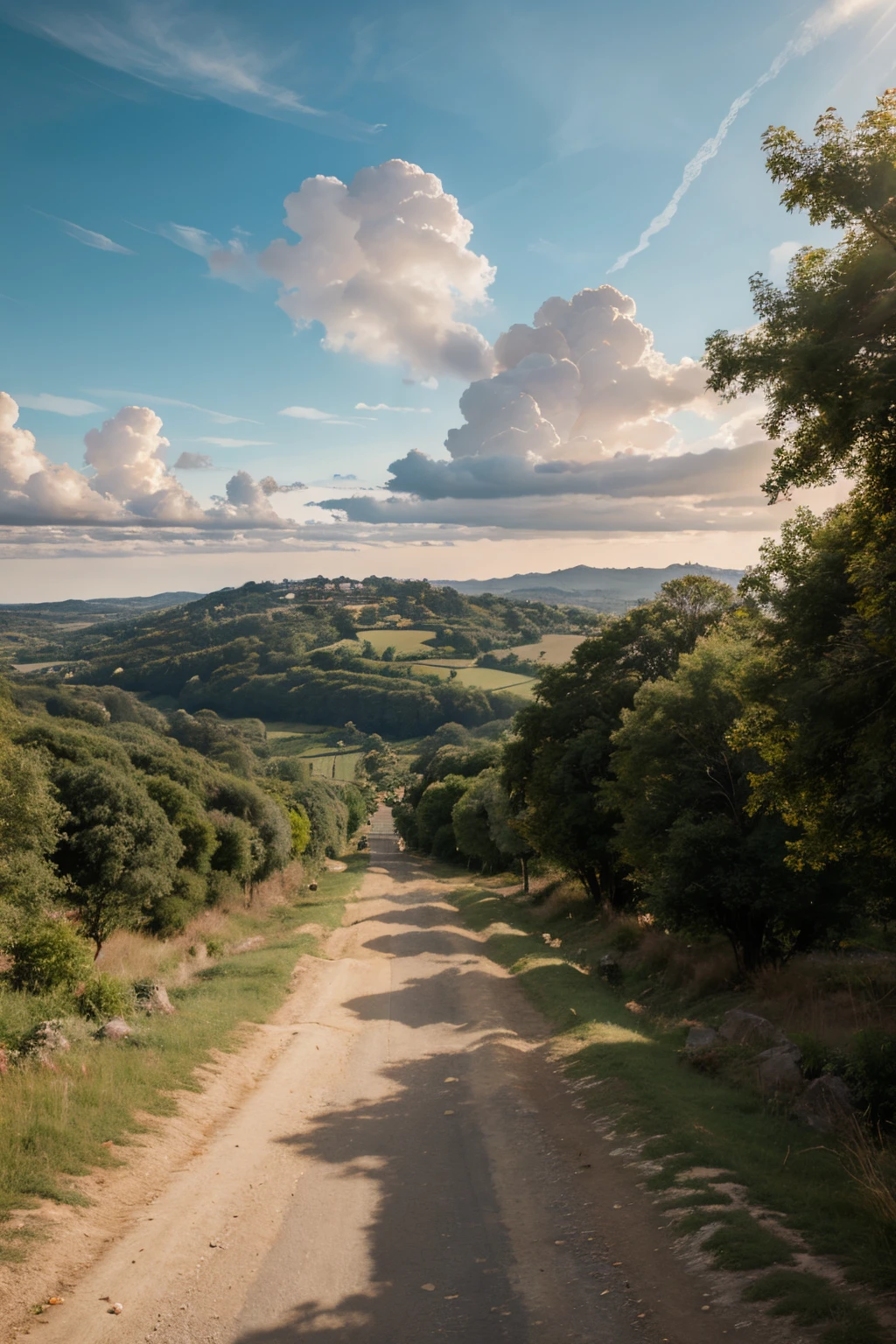 animesque, Background art, Beautiful Landscapes, Deities Shika, Natural objects, Studio Ghibli style, You can feel the feel of the brush, countryside view, Sky and clouds
