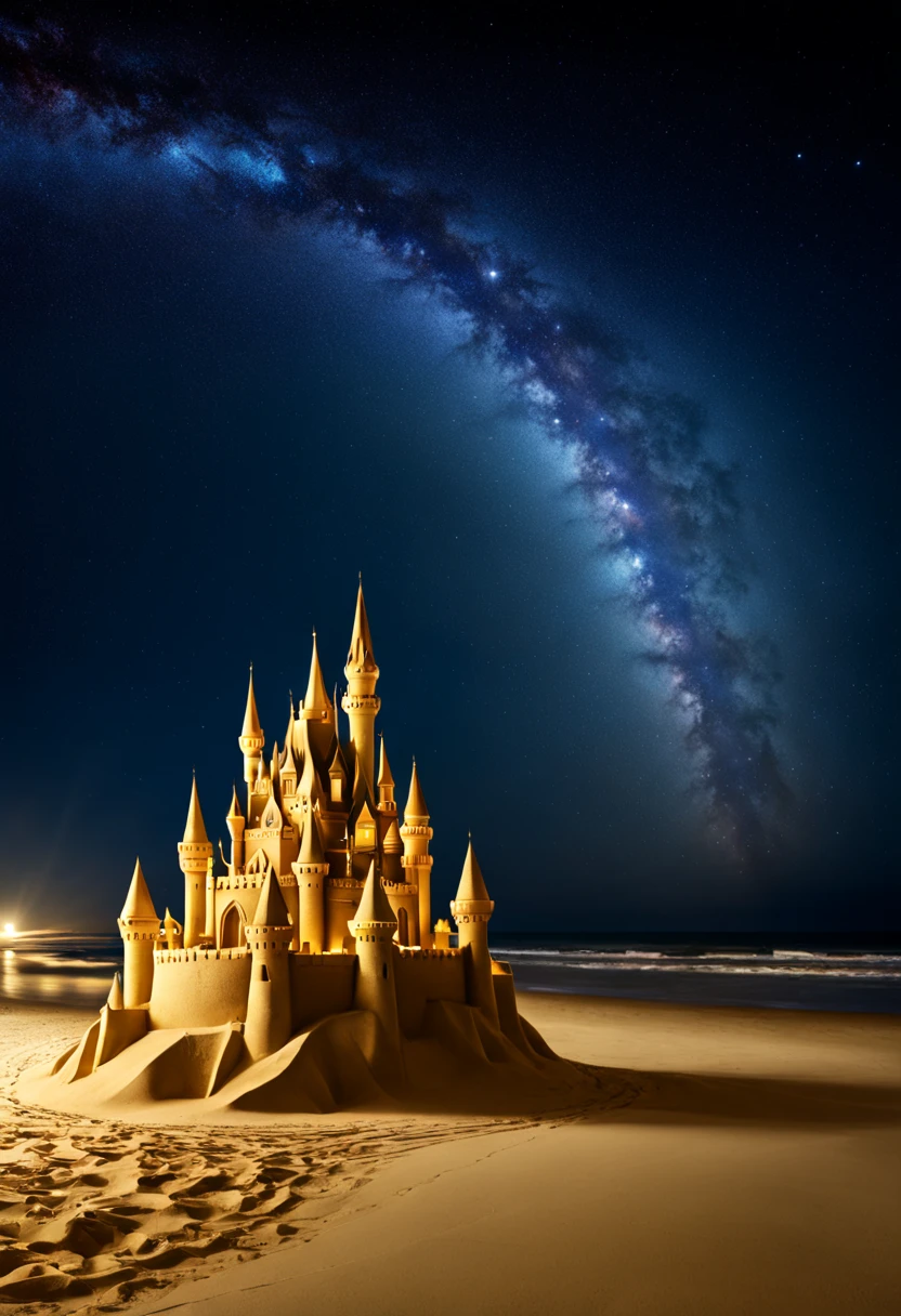 highres,ultra-detailed,starlit sandcastles,glowing sandcastles,shining sandcastles,beautiful sandcastles,starlight-adorned sandcastles,ethereal sandcastles,sandcastles under the starlight,starlit beach scene,glittering sand,sparkling sand,crystal-clear sand,crystalline sand,nighttime beach,starlit sky,heavenly constellations,intricate sand sculptures,impressive sand structures,sand architecture,majestic sandcastles,elaborate sand artwork,star-studded sandcastles,star-shaped sandcastles,shooting stars,animated constellations,awe-inspiring sandcastles,beach fantasy,coastal dreams,starlit magic,sparkling ocean waves,dazzling reflections,glowing seashells,glittering seagulls,surreal beach scene,starlight reflections,vivid colors,beachfront masterpiece,impressively large sandcastles,creative sand designs,mesmerizing starlight,pristine beach setting,vibrant sand textures,exquisite details,magical atmosphere,soft glow of the moonlit beach,serene ambiance,starlit dreamscape,peaceful ocean waves,whimsical sandcastles,rays of moonlight,tranquil scene.