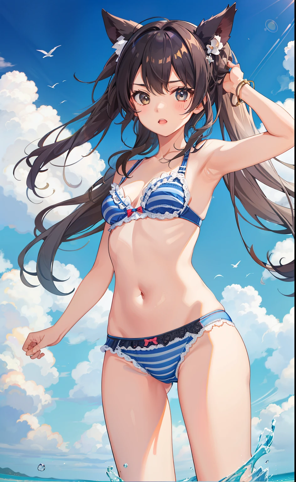 1girl in、As-、Underwear、Cute underwear、Striped、
