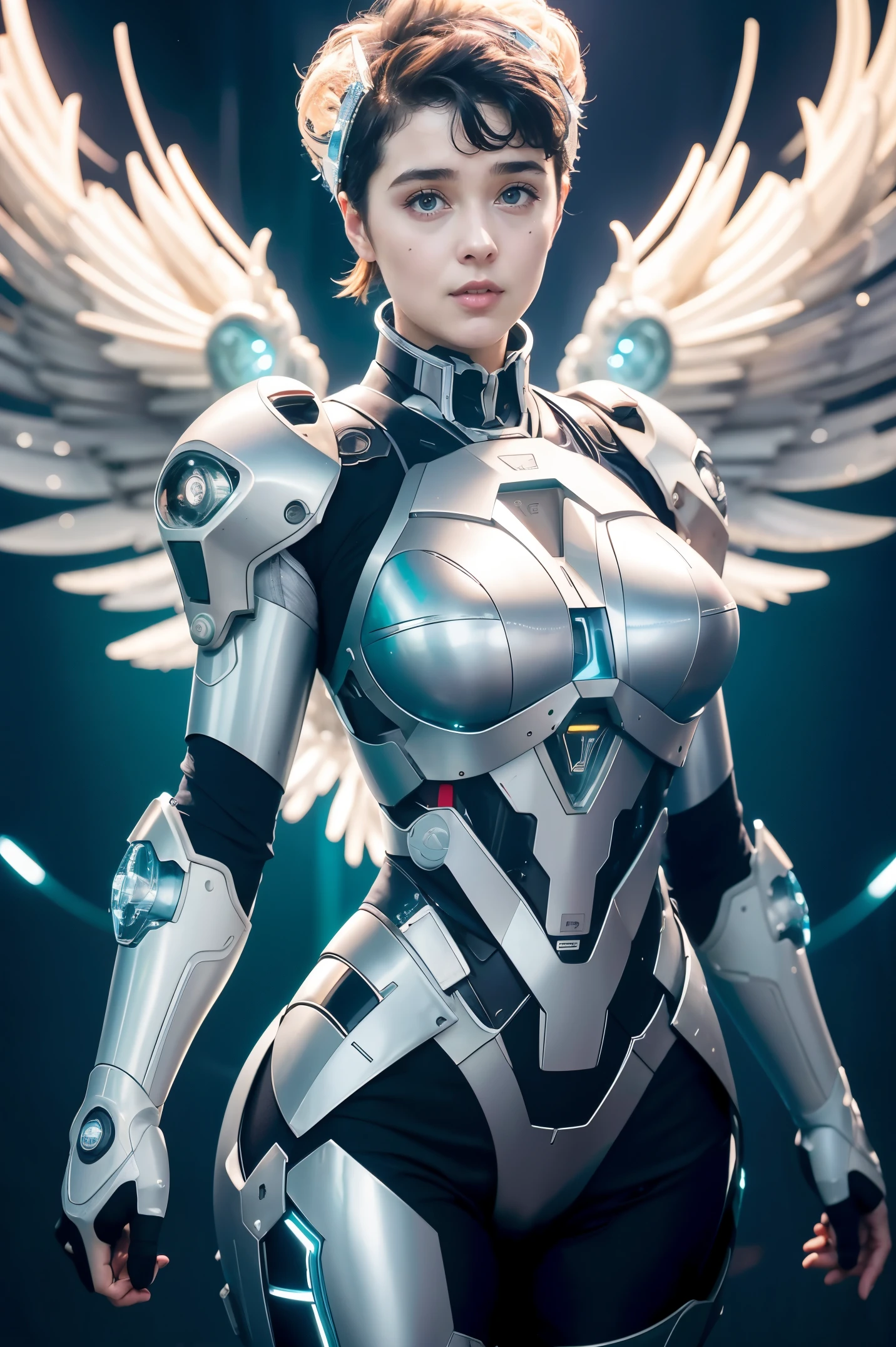 Obra-prima, melhor qualidade, super detalhado, very detailed illustrations, muito detalhado, detalhes intrincados, alta resolução, detalhes super complexos, papel de parede 8k cg muito detalhado, lente 50MM, caustic, reflexos, ray tracing, nebulosas, halos escuros, efeitos de rede, (Stefania Ferrario: 1.4), solo, sozinho, mecha musume, mechanicalparts, robot joints, single mechanical arm, chapelaria, mechanical halo, halo estrela, electrical mechanical bodysuit, espartilho mecha, quimono, armadura completa, cabelo entre os olhos, cabelo multicolorido, olhos azuis, olhos brilhantes, random expression, random action, arquitetura chinesa antiga, starly sky, horizonte