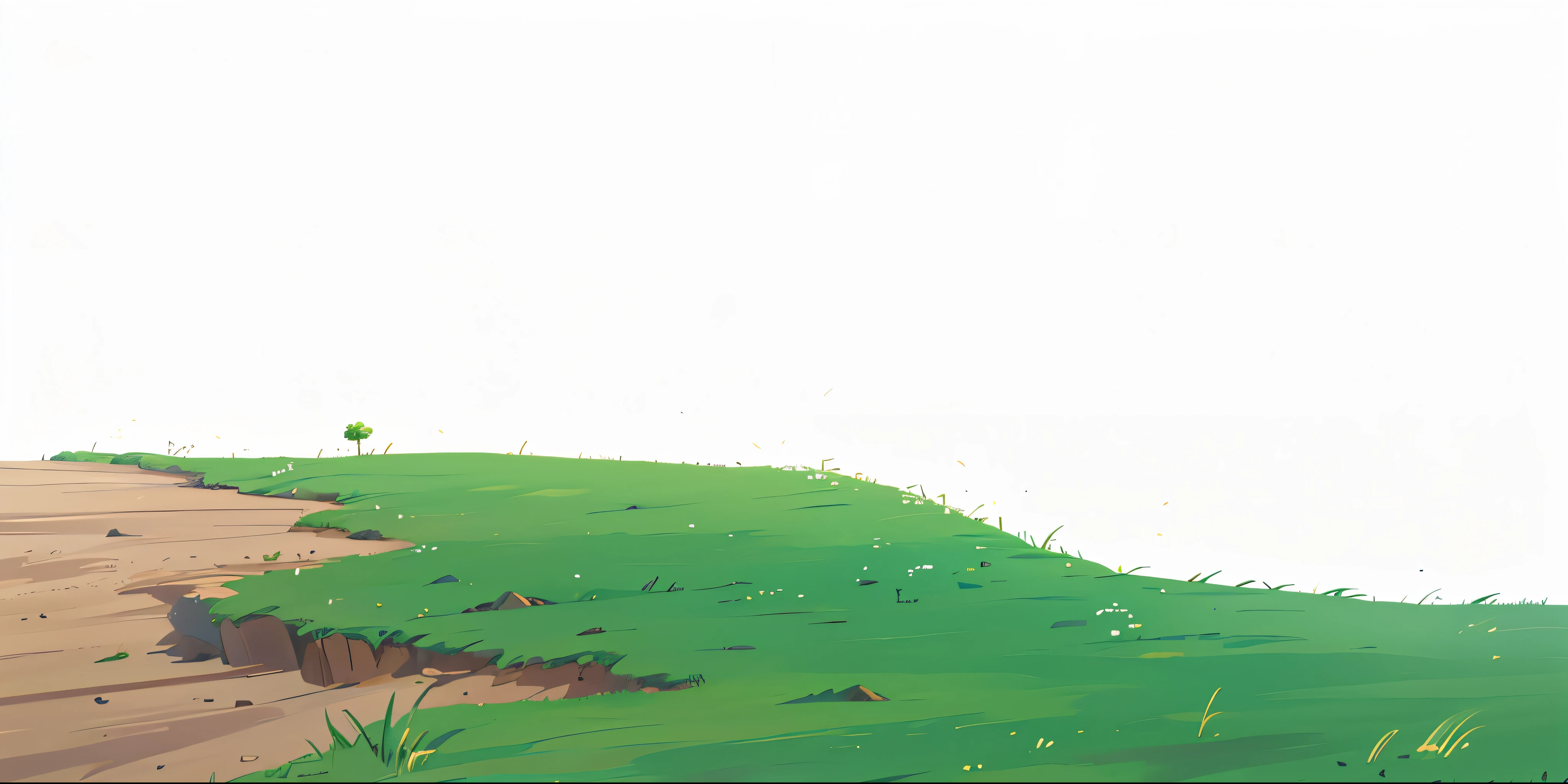 grassy ground, super wide field, dirt ground, grass, edge of cliff