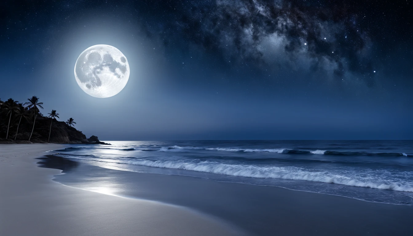 moonlit beach,tranquil glow,gentle waves,celestial beauty,night scene,serene atmosphere,reflection,silver hue,soft sand,calm sea,dreamy,peaceful vibes,moonlight shadows,serene waves,star-studded sky,moonlit path,quiet shores,magical tranquility,serene stillness,beach paradise,mysterious beauty,gentle ocean breeze,moonlit romance,silhouettes,mystical aura,moonlit serenity,serene moonlight,serenity by the sea,whispering waves,serene landscape,moonlit reflections,moon's radiant glow,calmness of the ocean,dreamlike ambiance,silver moonbeams,soothing sounds of the waves,majestic moon,peaceful serenade,dancing moonlight