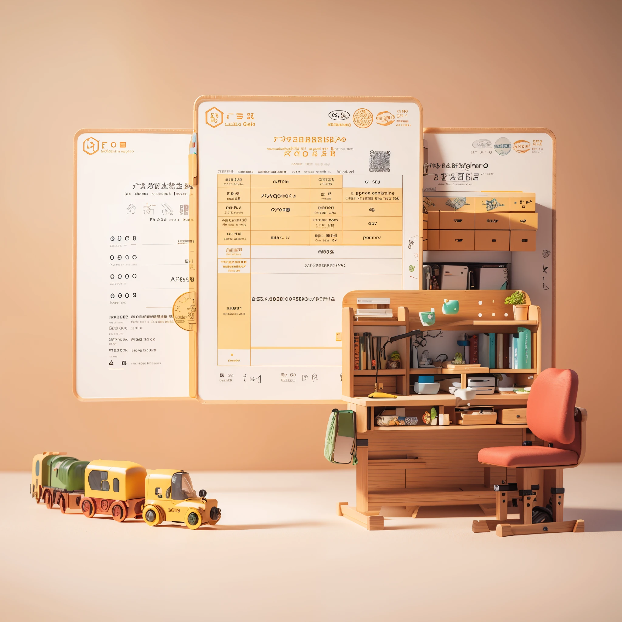 spacious house,Warm background,There is a table,A chair and a toy train on it, miniature product photo, product introduction photos, product introduction photos, Official Product Pictures, 3d product, product showcase, Product design shooting, Detailed picture, product photograph, The complete theme is shown in the figure, fotografia do produto, product photograph, professional product photo, Detailed landscapes ,product-view