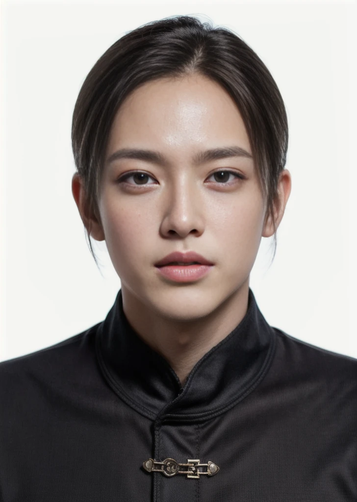 Neatly short hair,Best quality at best,A high resolution,ultra - detailed,Bust photo,(tmasterpiece),with fair skin,largeeyes,Thin lips,Handsome men,30 age old,Glossy glossy skin,Bright light,Chinese-style clothes,strong muscle,Slim cheeks
