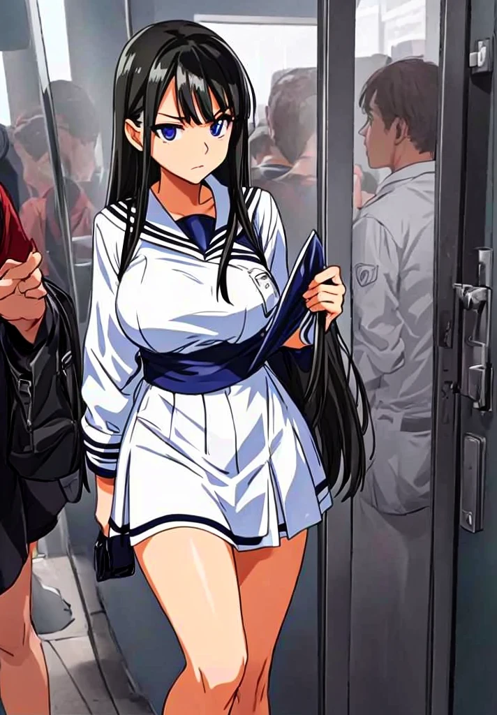 a masterpiece of， 1girl huge large breasts， 独奏， Brunette hair，In the bathhouse，onsens，Angry face，scowling，Do not wear transparent Japanese school clothes，exposed bare shoulders， Long white legs， standingn，  barefoot sandals， fullllbody， (（High clarity in the crotch gap，The crotch gap is clearly visible，Cleavage small breasts，perfect body figure，Lower body exposed，Lower body exposed，The areola is exposed，Exposed milk，Nudie，Naked ，exposed exposed，(Nipples exposed)，(Nipples exposed)，Unclothed，Unclothed，Unclothed，Unclothed，Unclothed))