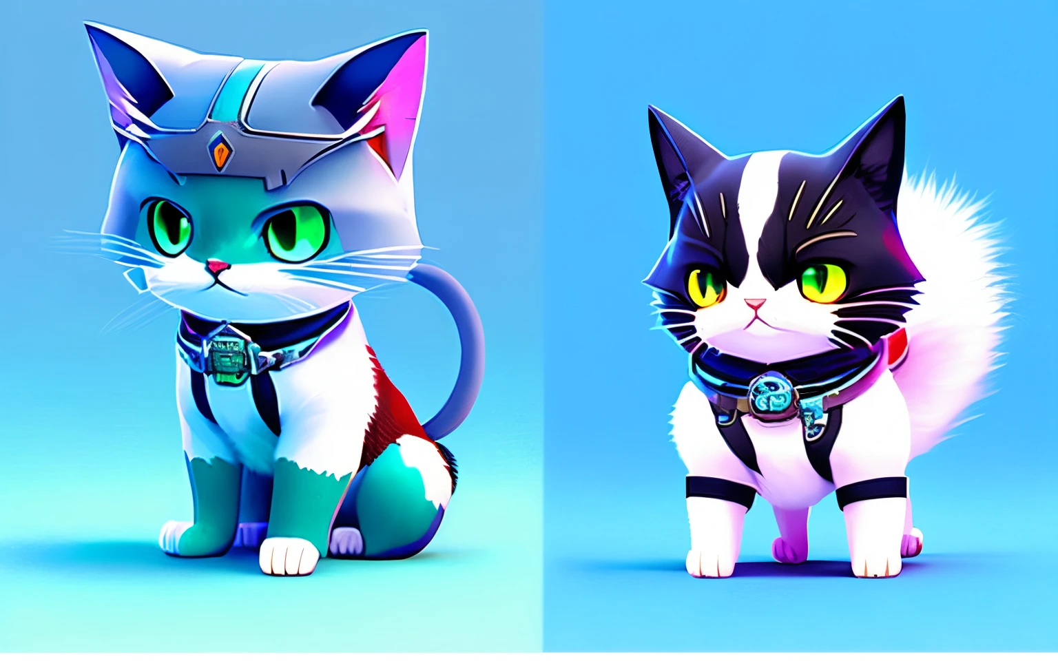 cat standing like a human,anime cat, cyber punk style,pixar-style,Cat warrior,anime cat, Kawaii cat,Cute cat