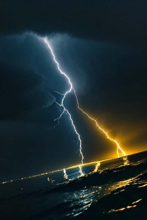 lightning bolt、glint、Dark sea、dark sky、In the clouds、🐲