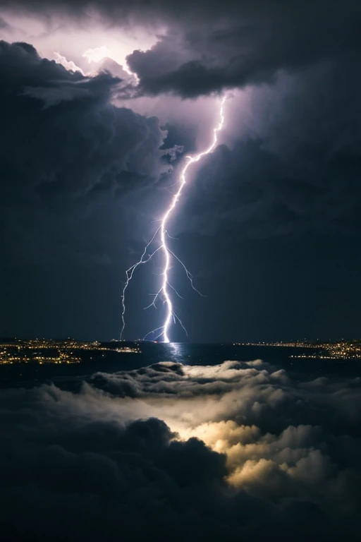 lightning bolt、glint、Dark sea、dark sky、In the clouds、🐲