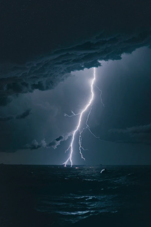 lightning bolt、glint、Dark sea、dark sky、In the clouds、🐲