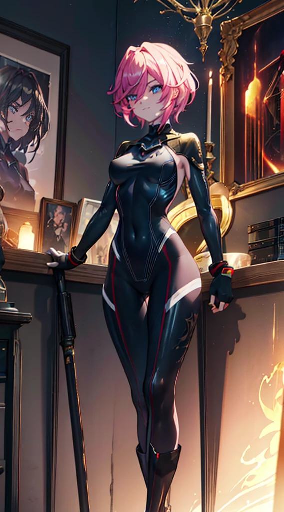 Leotard, highleg,body suit，Bad smile，Detailed art photos, beautifull detailed face, Dreamy, blazing, Back lighting, Glamour, Glow, shadowy, oil on canevas, brushstrokes, Soft, Ultra high definition, 8K, unreal enginee 5, Ultra Focus Sharp, ArtGerm, Roisch, nffsw, intricate art masterpiece, Menacing, Matte Paint Movie Poster, Golden ratio, CGsociety trend, Convoluted, epicd, Highly detailed, Vibrant, production cinematic character render, Quality model ultra-high，high-level image quality，well-muscled，Explaining everything from head to boots.，