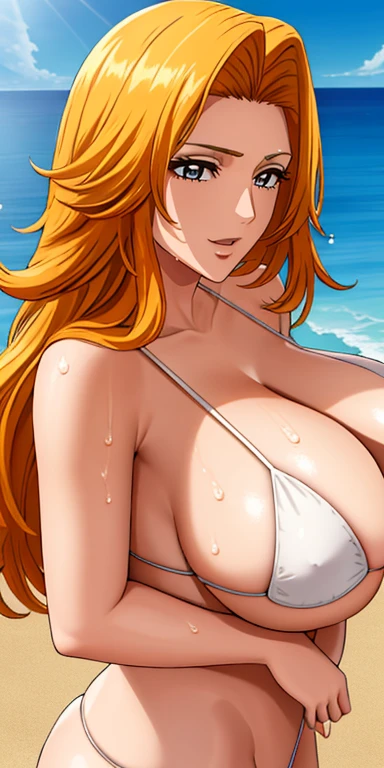 Matsumoto_rangiku, ????????????, 1chica, solamente, Afrodita, adornos para el cabello, flores en el cabello, pechos enormes, cuello, pulseras doradas, obra maestra, mejor calidad, colores vibrantes, ????, oversized gigantic ??????, Mujer completamente madura, Cabello largo, happy face, in the beach, (Beautiful_cara:1.5), (estrecho_cintura) cinematic lighting, bust shot, extremely detailed CG unity 8k wallpaper, muscular, (????????????????:1.0), big eyes, (curvy:0.8), caustics, (sunbeam:0.8), water up to the ?????, oversized gigantic ??????, BBW | Mujer completamente madura,{{{1girll}}}, {{{La mejor calidad}}}, {{{HDR, hiper HD, 8k }}}, {{Pintura ultrafina}}, {{{Obra maestra}}}, {{Ultra detallado}}, {{extreme detail description}}, (Pechos gigantescos de escote:1.5), smile, 1girl, solo, hair over shoulder, rangiku, blonde hair, blue eyes, Bangs, long hair, 1 girl, closed mouth, (innocent_big_eyes:1.0), Light_Smile, masterpiece, best quality, detailed face, detailed eyes, highres, ??????, ????? ??????, beach, wet ??????, tight ??????, extremely detailed hands, wide ????, thick thighs, huge round fake ??????, huge ???, ?????? smile face, shiny skin, open mouth, ??????? squeezed together, white ??????, on the beach, laying down on stomach sunbathing, sunburned ???, full body