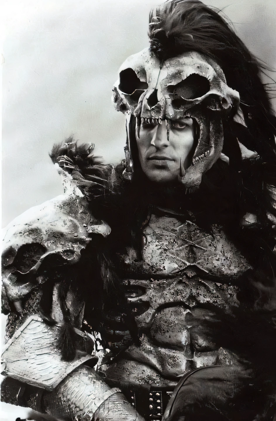 Dvd screengrab, from 1982 dark fantasy film, skelleton king