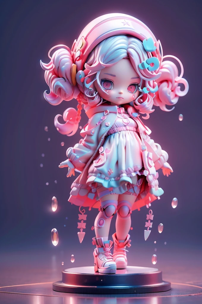 Girl with wavy pink hair，Wearing lolita clothes，Star Jewelry，delicate face，Lolita Style，（master-piece，bestquality），3D Blind Box Doll，Pastel tones，light，high detailed official artwork，Beautiful anime art, anime fantasy illustration