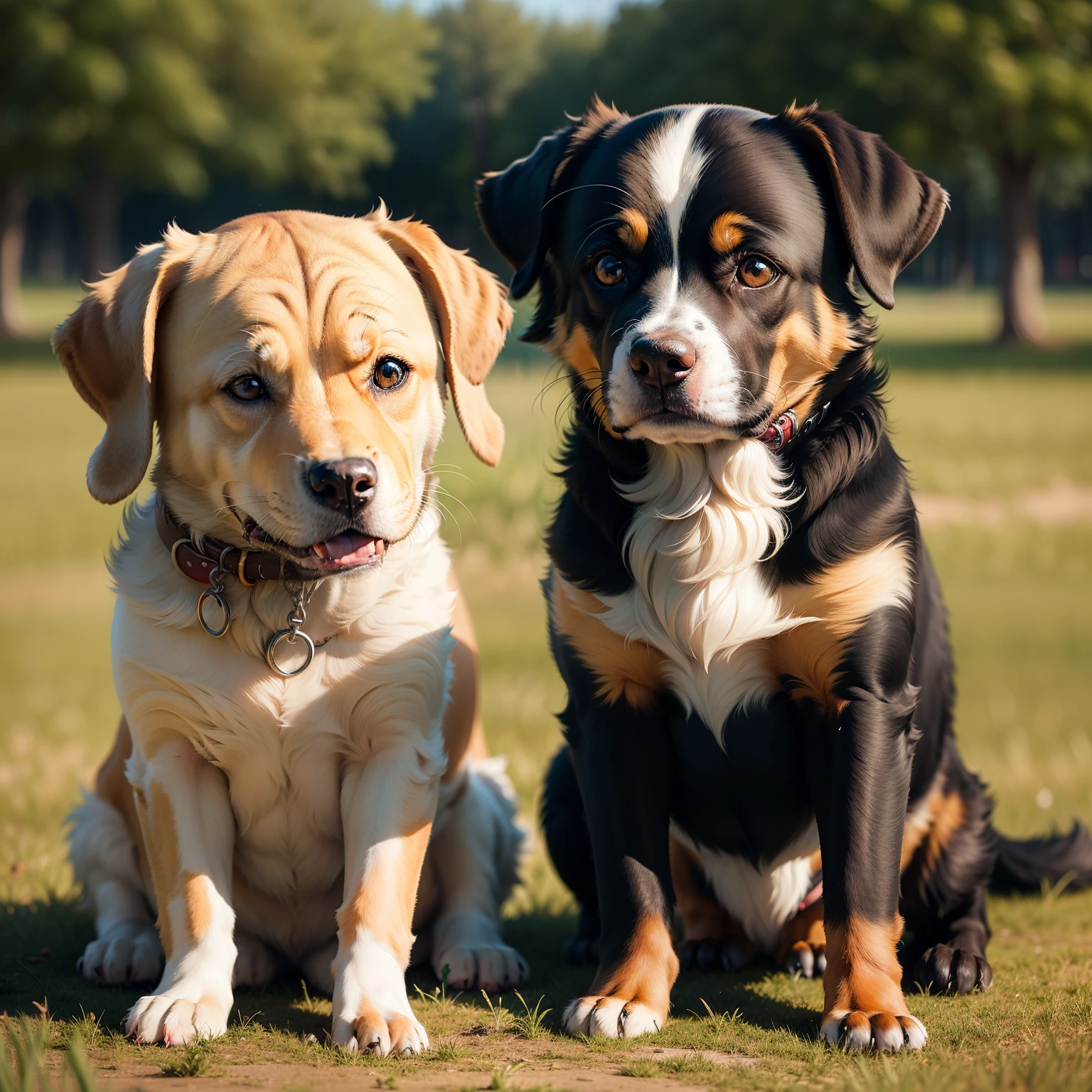 Two dogs playing