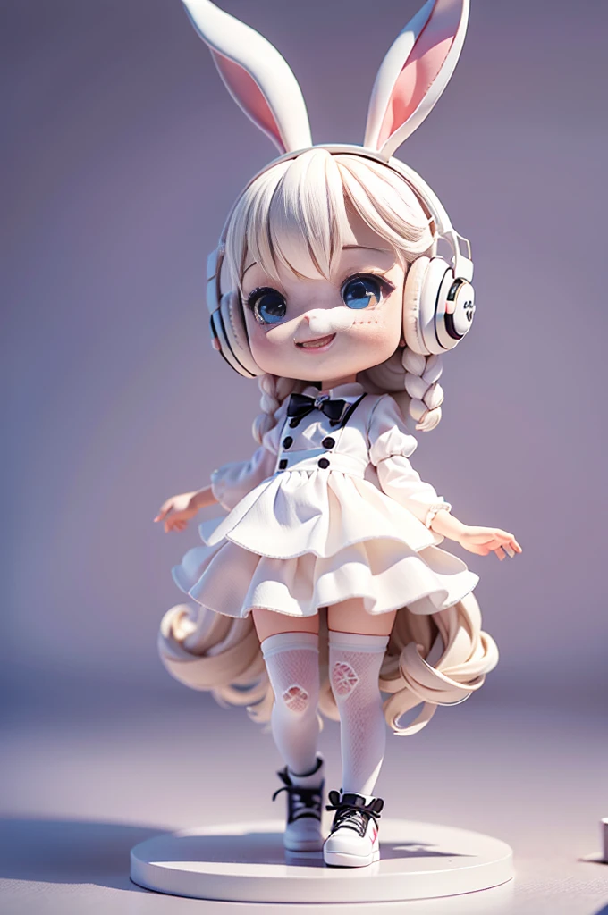 (masterpiece), (excellent), (ultra-detail), (Full body: 1.2), (secluded), white theme, magician rabbit, kawaii, opened mouth, smile, Headphones, popmart blind box, Clay texture, Step on the world, black and white background, natural light, bestquality, ultra-detail, 3D Art, C4D, OC renderer, 3D rendering, 10