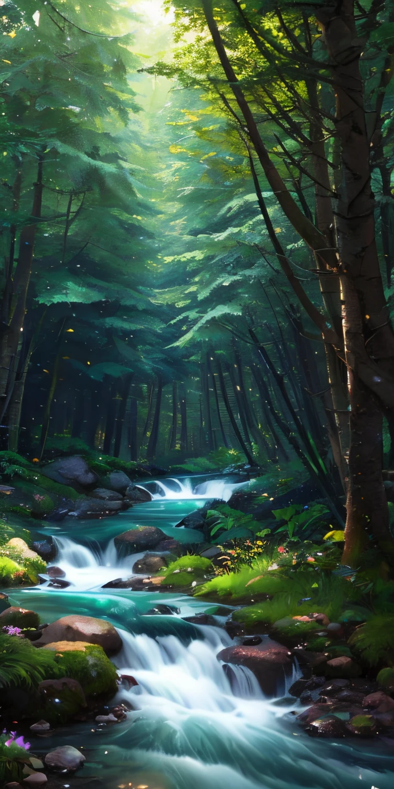 Cute miniature style forest with small trees and small rivers from isometric perspective, masterpiece, top quality, highly detailed CG Unity 8K wallpapers, oil paintings, award-winning photos, bokeh, depth of field, HDR, bloom, chromatic aberration, photorealistic, highly detailed, trending in art station, CGSociety, complex, high detail, dramatic, Art by Mid-Journey, Volumetric Lighting