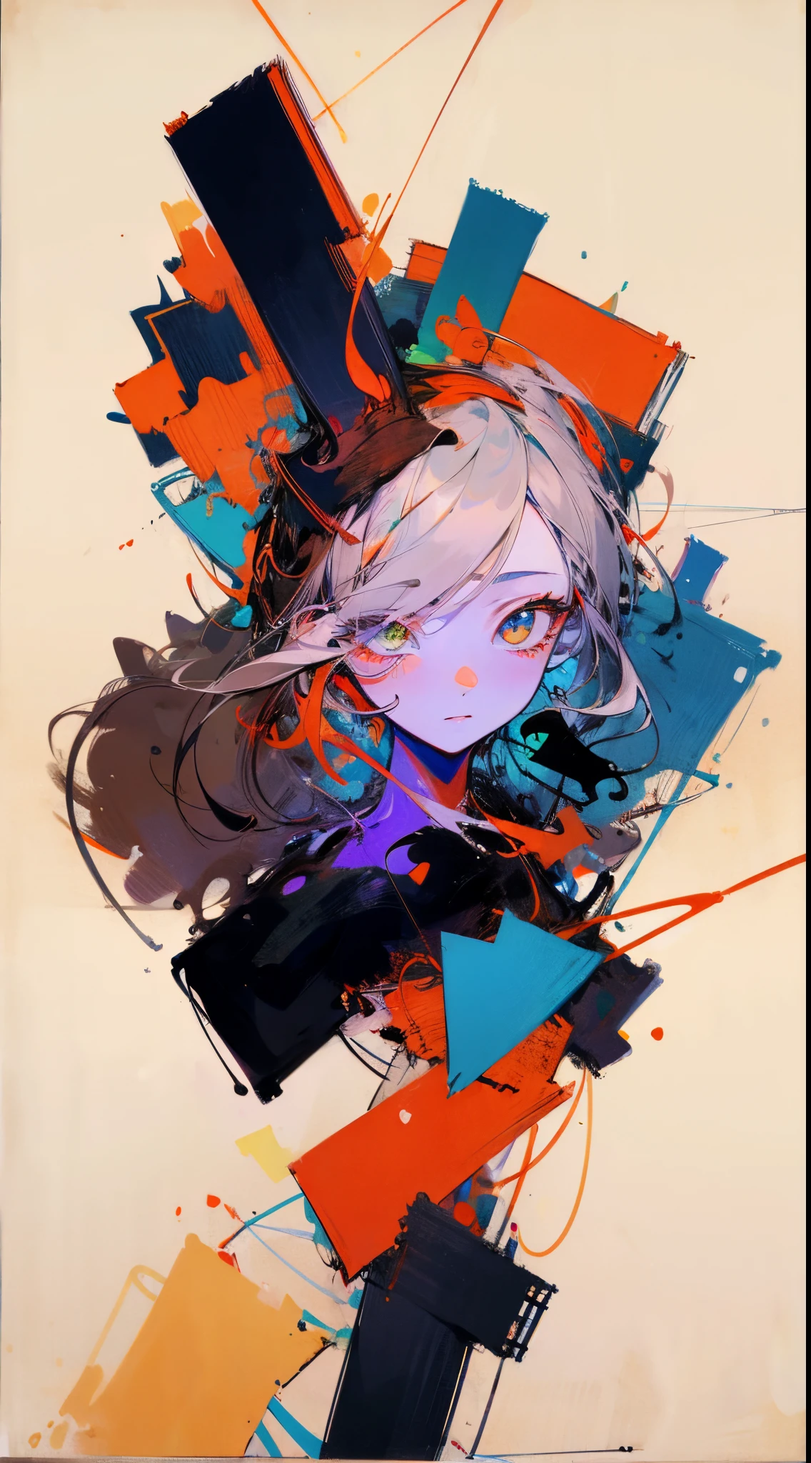 (girl, masterpiece, best quality, upper body:1.4), cute face, (no line, flat color:1.4), (bluish violet and bluish green theme:0.8), dress, (looking at viewer, 8k, 85mm portrait, official art, raw photo, absurdres, cinch waist:0.8), highlight, (floating colorful ink, splash:0.5), (abstract background:1.0), (HDR, facelight, clear lighting, sharp focus, highres, photography, realistic, highest detailed, extreme detailed, ultra detailed, finely detail:0.8), white background, [:(detailed eyes and face:1.4):10]