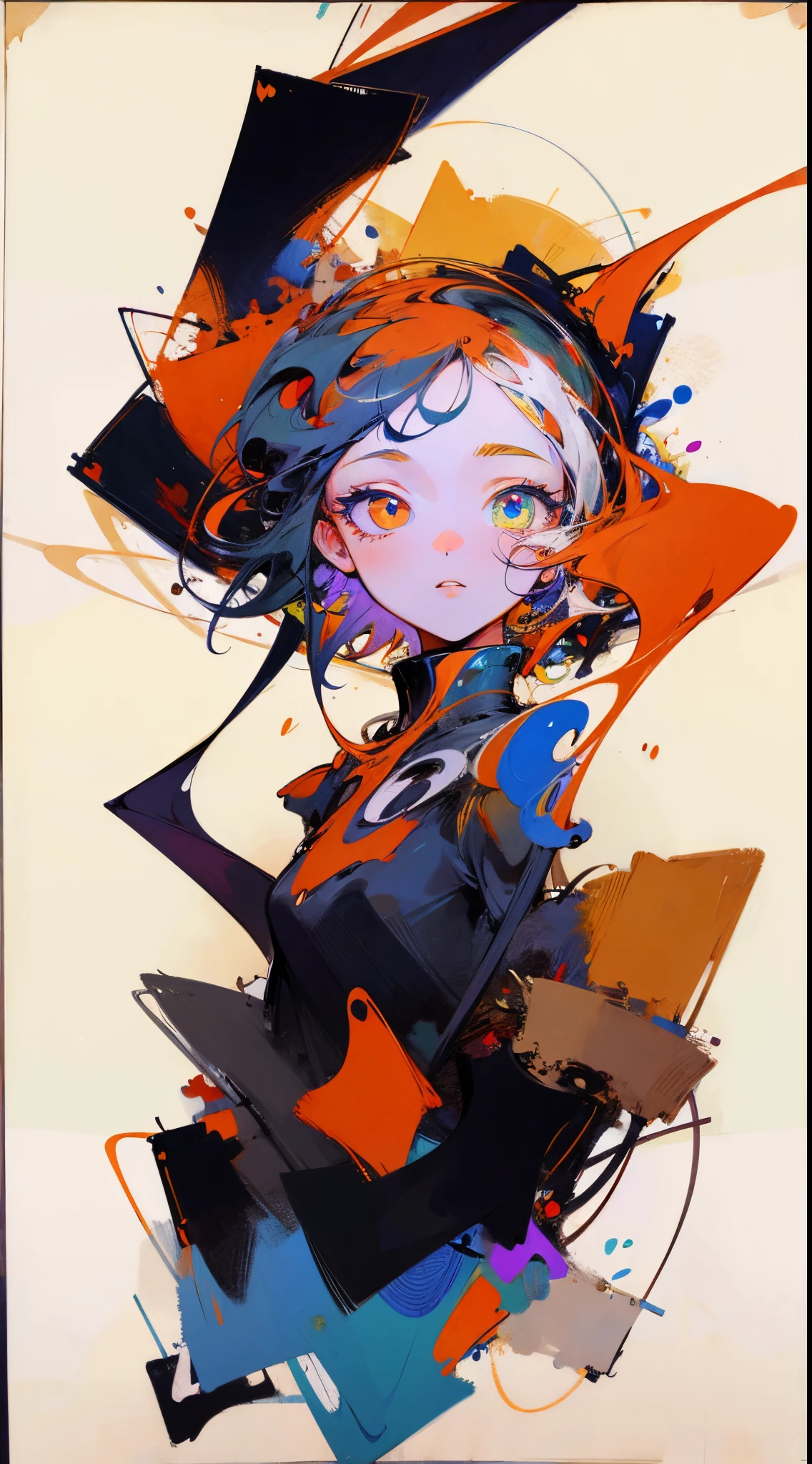 (girl, masterpiece, best quality, upper body:1.4), cute face, (no line, flat color:1.4), (bluish violet and bluish green theme:0.8), dress, (looking at viewer, 8k, 85mm portrait, official art, raw photo, absurdres, cinch waist:0.8), highlight, (floating colorful ink, splash:0.5), (abstract background:1.0), (HDR, facelight, clear lighting, sharp focus, highres, photography, realistic, highest detailed, extreme detailed, ultra detailed, finely detail:0.8), white background, [:(detailed eyes and face:1.4):10]