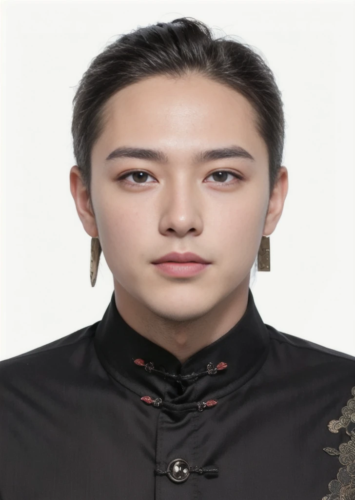 Best quality，A high resolution，ultra - detailed，Bust photo，（tmasterpiece），with fair skin，largeeyes，Thin lips，Handsome men，30 age old，Chinese style clothes，strong muscle，Correct human proportions，（Very handsome：1.5）