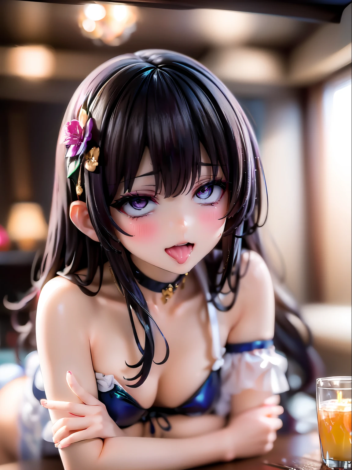 extremely delicate and beautiful, depth of field, amazing, visual impact, ultra-detailed, highly, amazingly fine detail, A super lascivious loli girl with ((small_breasts)) in fishnet stockings and ((micro bikini)), ultrarealistic seductive anime girl, seductive, tits out, long hair fluttering, antique beauty, detailed eyes, masterpiece, beautiful light up, perfect lighting, ultra quality, HD, Nikon, realism, naughty pose, perfecteyes eyes, (nsfw:0.8), see-through, real skin texture, dynamic_facial_expression, real photo, real photography, glamour shot, model, facial recognition, perfect limbs, perfect anatomy