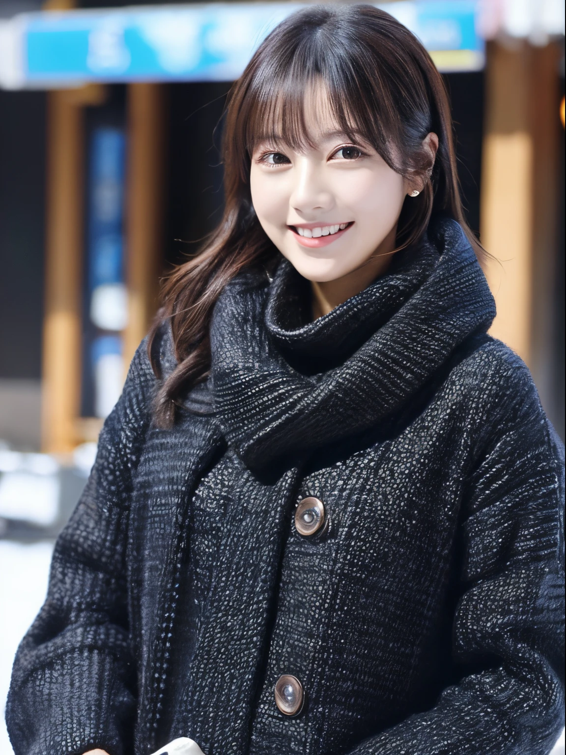Winter Park、masutepiece、top-quality、A smile、A dark-haired