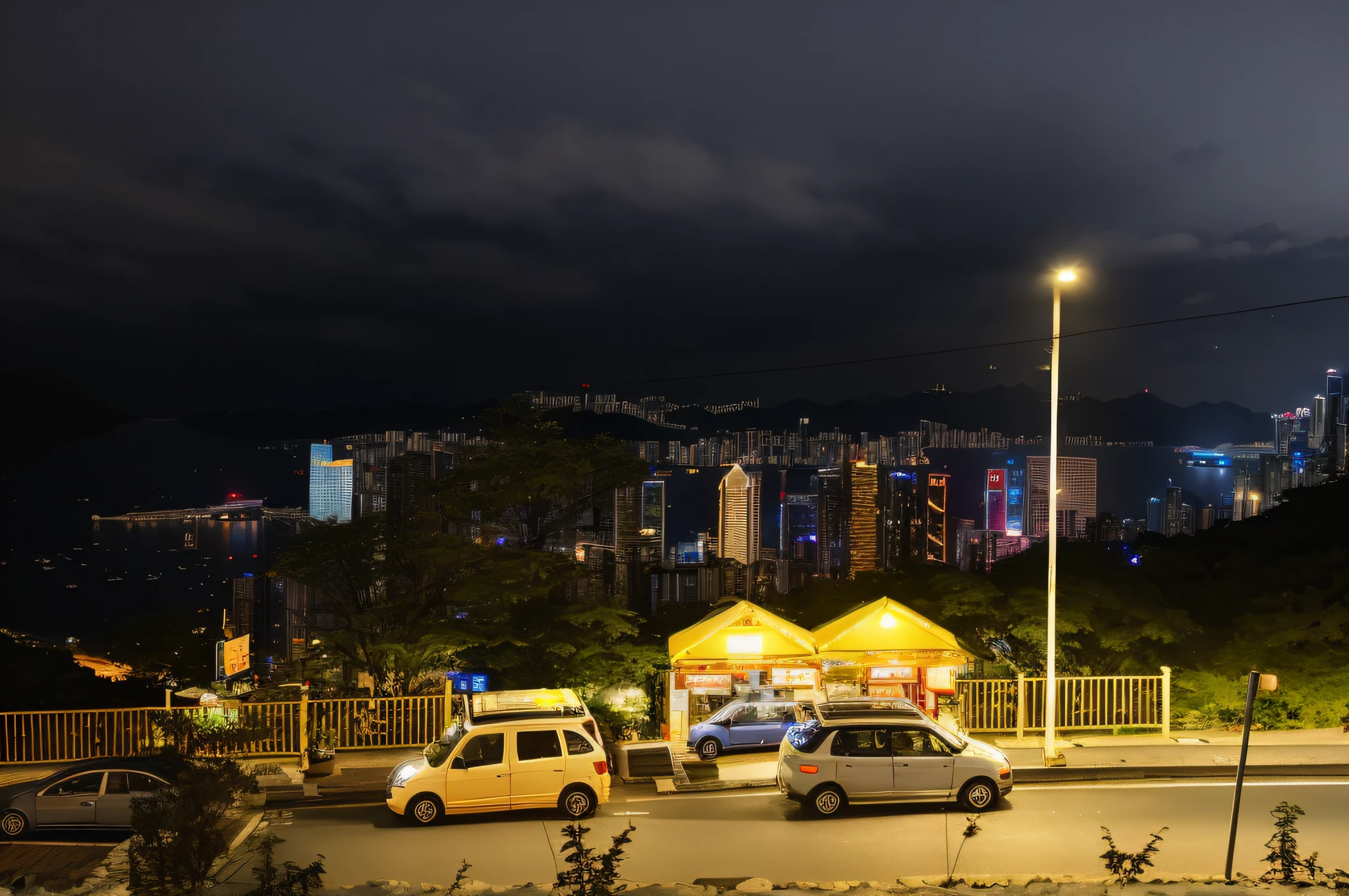 A night view of a city,There are many cars parked on the street, natta, nighttime scene, Shoot at night, festivity. nighttime scene, a still of kowloon, Shot with Sony A7R camera, like jiufen, Shot with Pentax K1000, Shot using sigma 2 0 mm f 1. 4, natta