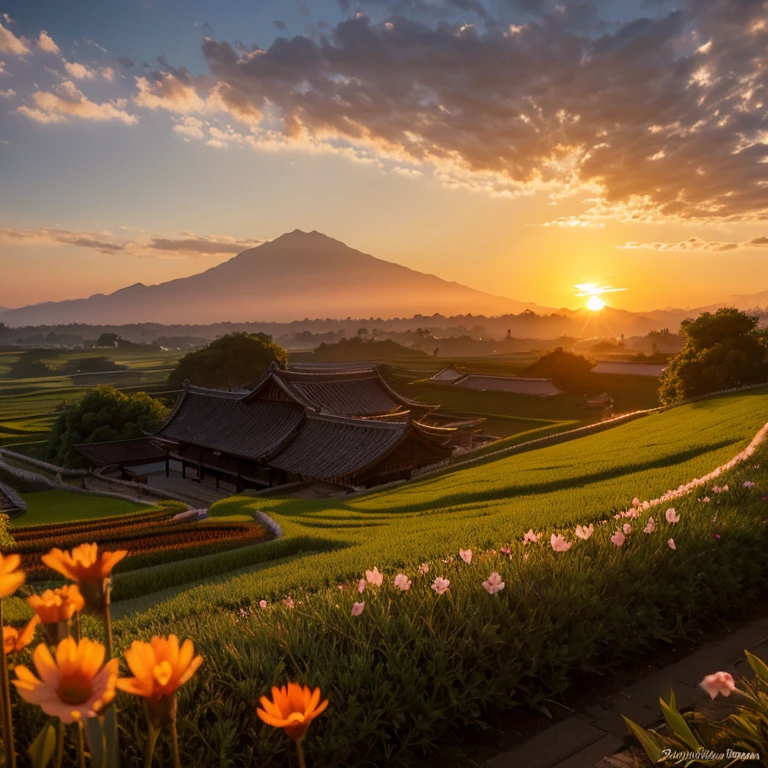 夏天,the setting sun,rustic,Rice flower fragrance