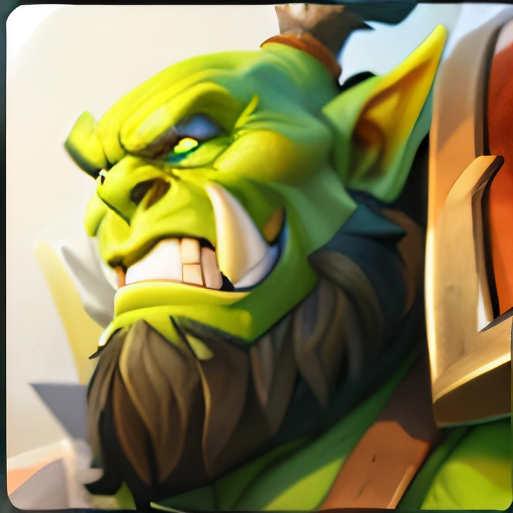 "Close-up portrait of green-faced man, Clash Royale Goblin, orc warrior, Bacchus, epic legends game icon,, Orc Party, Ogre, personal profile picture, medium sized fairy portrait, portrait of an orc, drak fantasy fairy, orc themed, The menacing orc Tagnag"