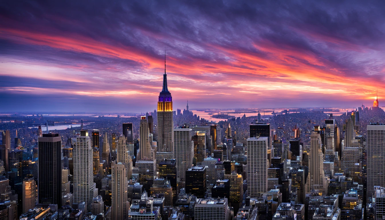 Blue-violet sunset in New York
