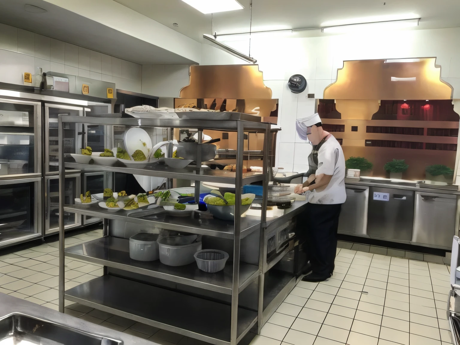 anime chef table, chef table, plating, at the kitchen, photograph taken in 2 0 2 0, Taken in the early 2020s, in a kitchen, looking partly to the left, delicacies, photo taken in 2018, by Katherine Scott, the are In the background