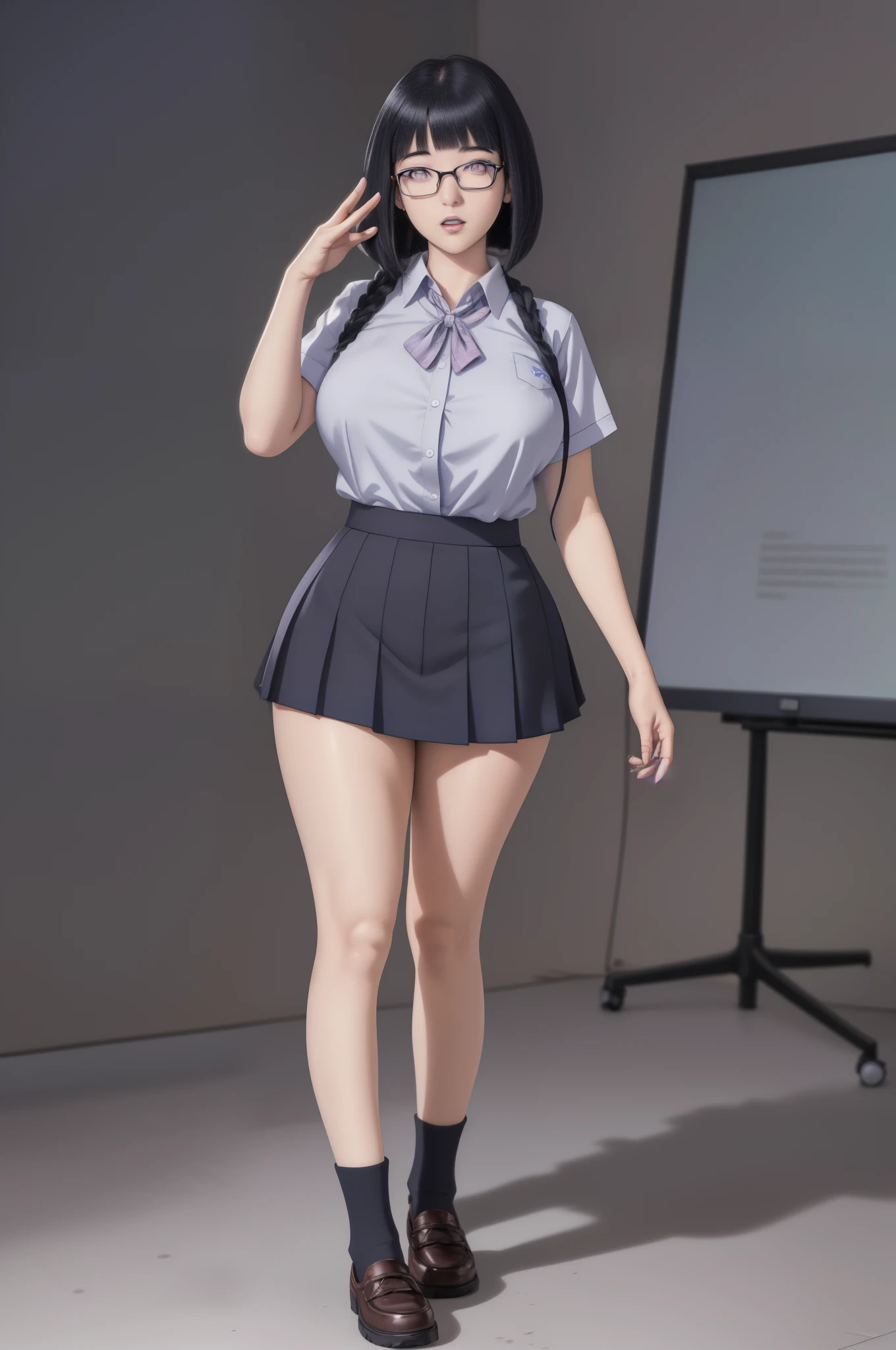 Full body, Polaroid blue tone, masterpiece, best quality, 3girls, school uniform, pleated skirt, ass, ulzzang, dark background