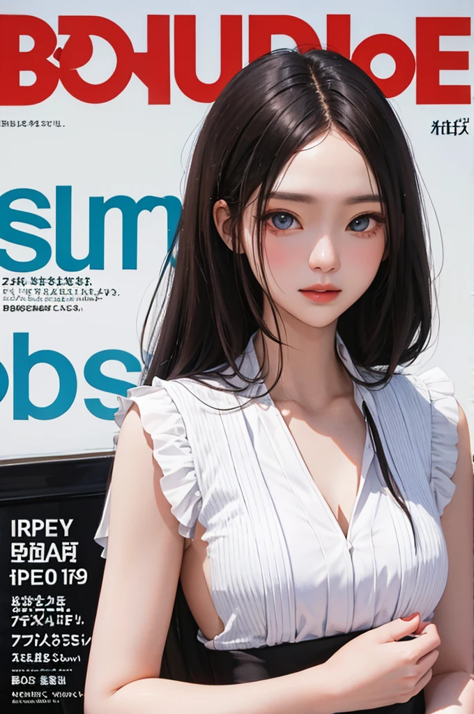 masterpiece, best quality, spring outfit, colorful hair, outdoor, magazine cover ,upper body,