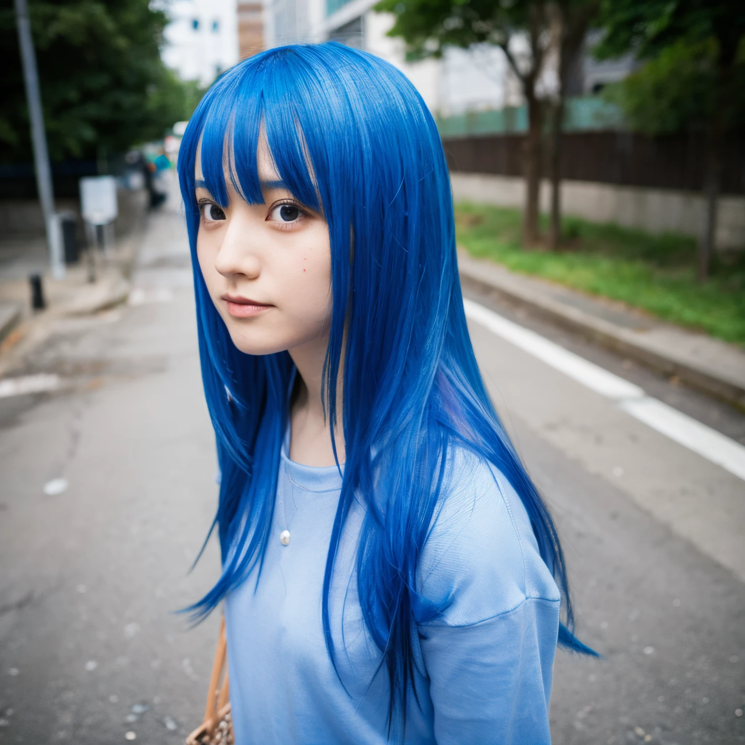 girl deformed blue hair