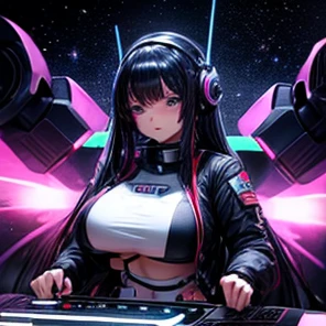 highest quality, masterpiece, big breasts, small skin colored bikini, smile, sexy, Background of electrical discharge machining