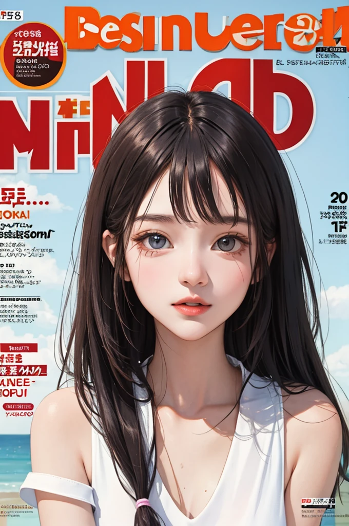 masterpiece, best quality, spring outfit, colorful hair, outdoor, magazine cover ,upper body,