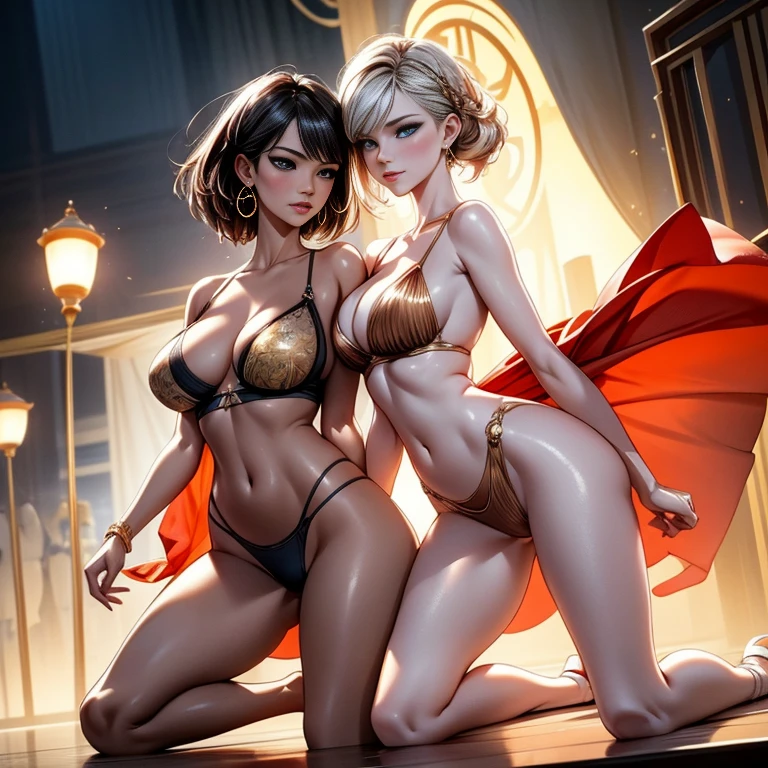 Two girls having close contact, Full body photo of couple, Goddess girl, gorgeous one, splash up, butterflys, Smooth pen and ink,Tom Bagshaw Art Station《the face》,lunar goddess, Whole body diagram,详细的the face, (Upper part of the body: 1.4), (the underwear is transparent: 1.3), Golden decoration, solid black background,Close-up of two beautiful caucasian girls, body dynamic movement, Oiled, number art, fallopian tube, Full body lesbian,Sakimichan Art,Oriental mandala tattoo, Rich fractals, plata、golds、copper spirit,ancient floating objects, Antique lamps, fallopian tube,lacivious pose, Visible nipple, Thanos is visible,Full body lesbian,Big breasts are beautiful, sexy for, low chest, bare-legged, cleanness, everlasting, Hanfu, Wet with, Certainly, Realist, highest details, loong pattern, fenghuang, Sankta, Sankta, jin shan, temple, Countless palaces, clouds, Luce Dorada, Nasturtium, (Tianchi Beach), Faraway view,fallopian tube, Full body lesbian,Sakimichan Art,light smile,splash,lacivious pose, Visible nipple, Thanos is visible,Full body lesbian,transparent costume,light smile,Estillo Jean-Baptiste Monge, bright, The beautiful, fallopian tube, bright , Cute and cute, filigrees, edge lit, lamplight, exceedingly , magical, hyper realisitc, like a dream, number art, , ample, Artyom and James Jean,ancient floating objects, Antique lamps, fallopian tube,ancient floating objects, Perfect masterpiece,Best quality,Perfect illustration,8K,delicated face,Observe the audience, Gentle blue eyes,cana,fundo vermelho, number art,Flat drawing,Colorful illustration,style of anime, girl from far away, Shiny, splash, Camel toes, Smooth pen and ink,Two complete female bodies, body dynamic movement,Complete two female bodies, crotch chuck,fluids, 3d fractal,8 head body,lean legs,Natural sagging,big chest and thin waist,high-heels,Elegant,High ponytail hairstyle,Complete body,Bareleged,Glow skin,with shiny silver hair,including legs and feet,King size,mesmerizing eyes,Slim abs:1.6,The bones are straight,dermis, Decorative style,Sports and toned body, dermis, Hardly any clothes, Lop, Nice face, Octagon rendering, number art, extremly high detail,Polished, realistically, Focus sharp, hip is cocked, sexually arousing, sexual expressio, Hazy beauty, Camel toes, ample, character design, unreal-engine, a 3D render, Volumetriclighting, rethink, smooth private parts, Digital illustration, Full body photo, Anatomically correct,ballet pose,Elegant styling,Camel toes, Short hair details, drenched all over the body