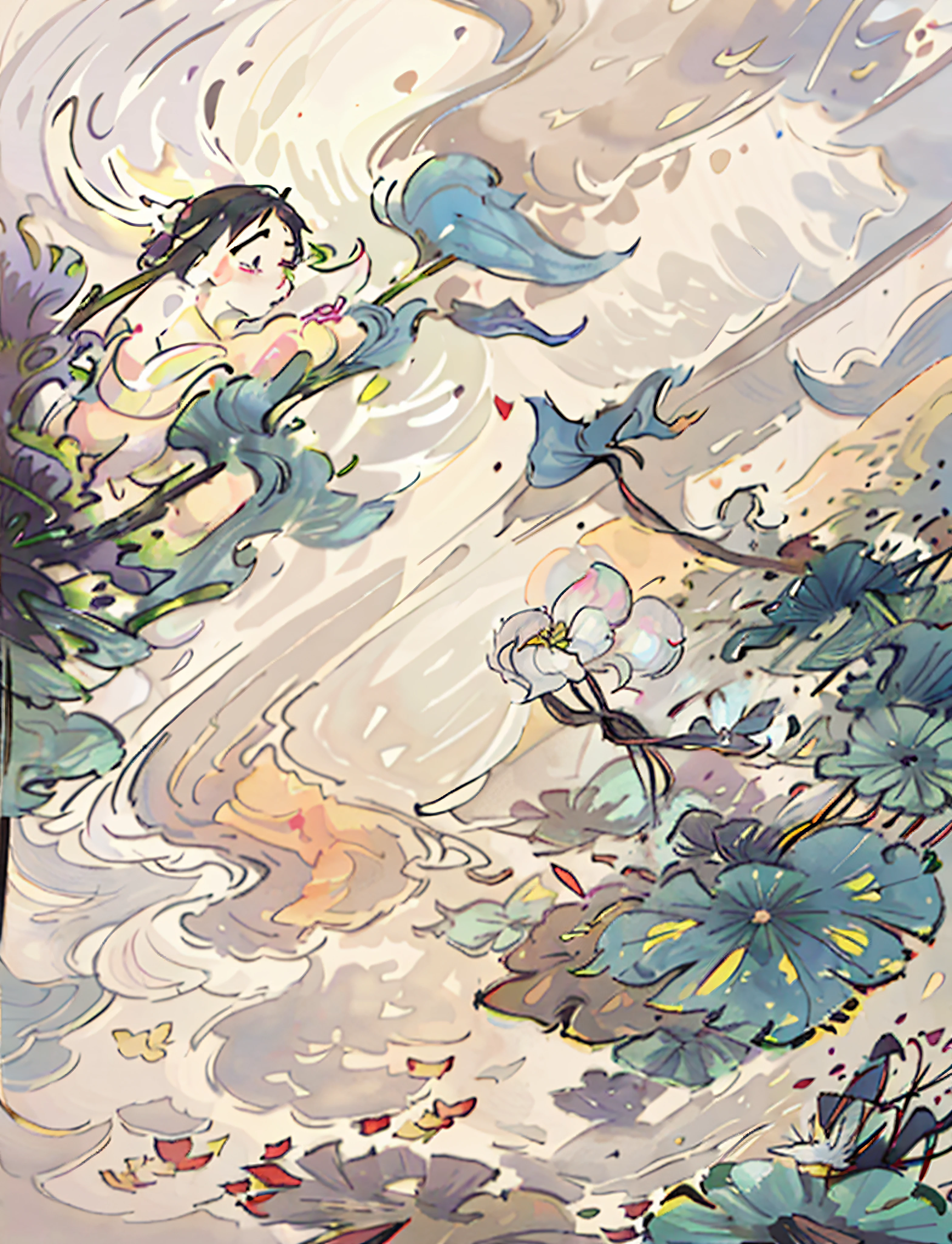 dried leaves,Dry lotus rain, Autumn clouds linger, Frost flowers flying,Listen to the rain。
