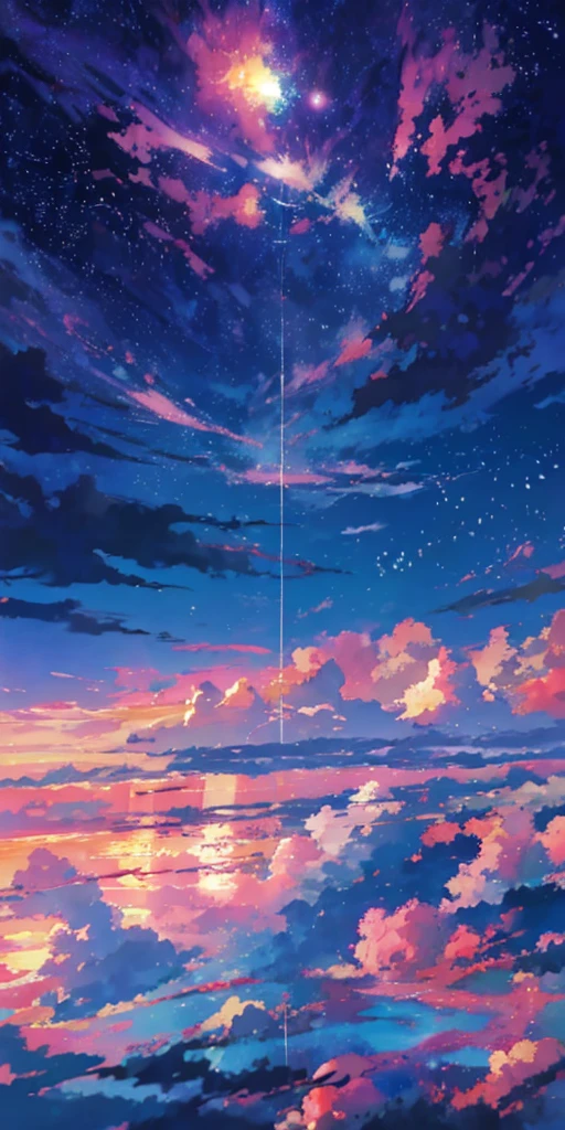 Anime - Beautiful sky,Clouds,the setting sun。Written by Makoto Shinkai, anime art wallpaper 4k, Anime art wallpaper 4 K, Anime art wallpaper 8 K, anime wallpaper 4k, Anime wallpapers 4 k, 4k anime wallpaper, Anime Sky, amazing wallpapers, anime backgrounds, Anime background art