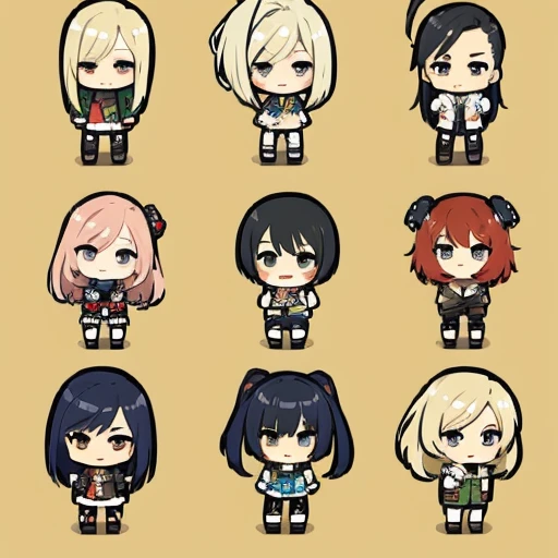 20 Chibi base characters with 20 different hair versions