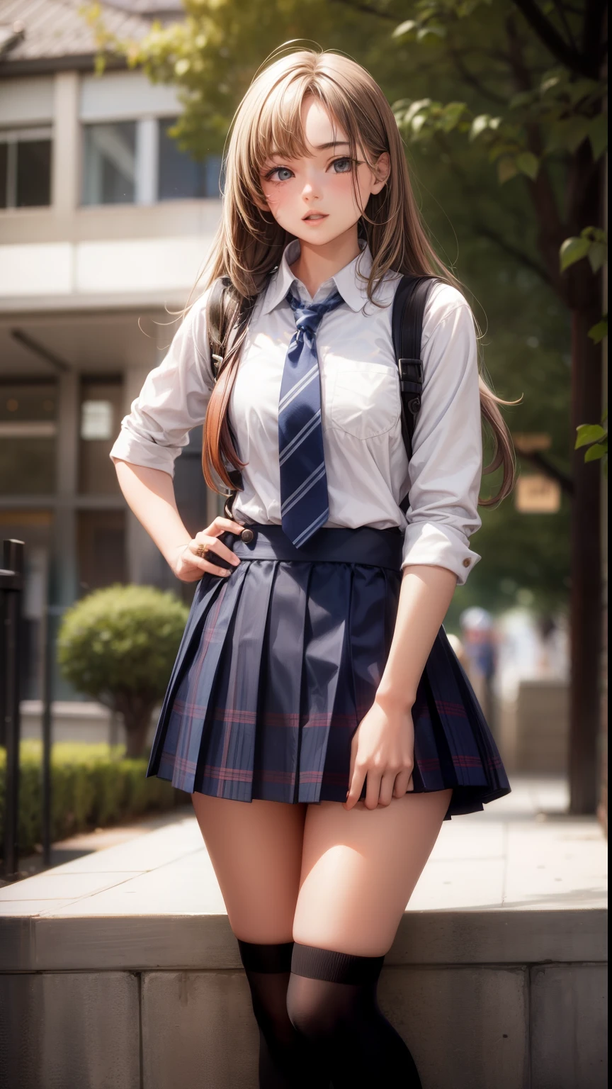 Girl, schoolgirl, outside,