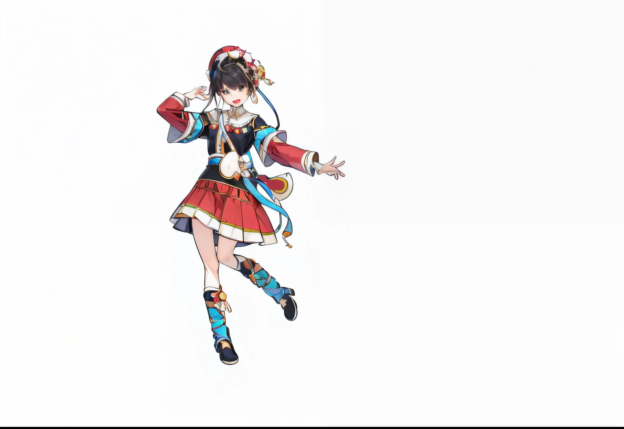 Rich garment details，Add details to the original，original clothing color，Add details based on the original image，offcial art，Ethnic minority costumes，Colorful ethnic costumes