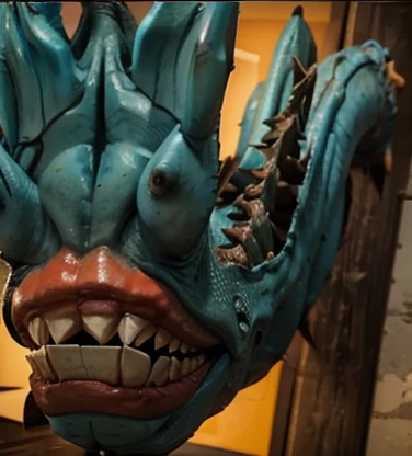 Turn this into a realistic monster with big mouth that floats that has a monster texture skin