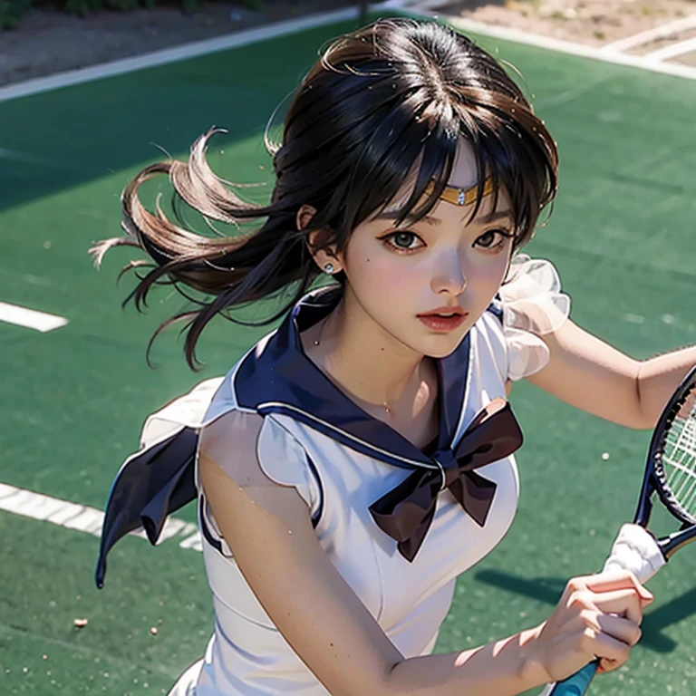 Sailor Saturn as a tennis player