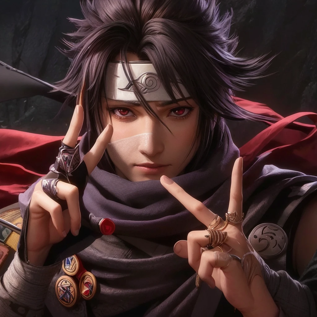 a close up of a person with a scarf on and a finger up, badass anime 8 k, anime style 4 k, anime wallpaper 4 k, anime wallpaper 4k, 4k anime wallpaper, mystic ninja, 4 k manga wallpaper, best anime 4k konachan wallpaper, mk ninja, shinobi, sasuke uchiha, itatchi uchiha