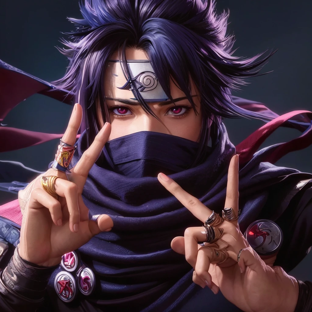 a close up of a person with a scarf on and a finger up, badass anime 8 k, anime style 4 k, anime wallpaper 4 k, anime wallpaper 4k, 4k anime wallpaper, mystic ninja, 4 k manga wallpaper, best anime 4k konachan wallpaper, mk ninja, shinobi, sasuke uchiha, itatchi uchiha