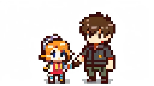 Personagens menina e menino chibi