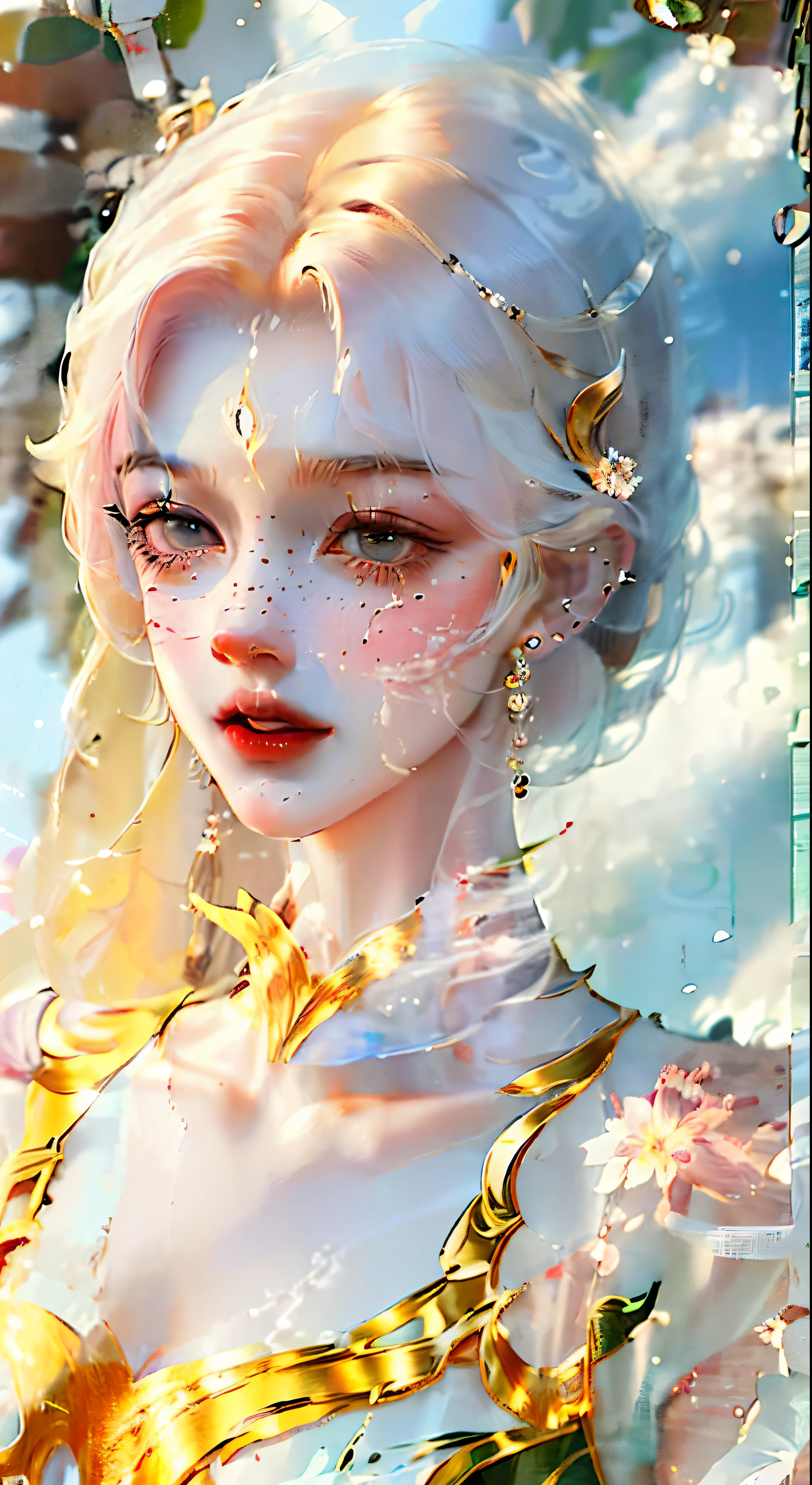 ultraclear，detail-rich，Best quality，True beauty，exquisite facial features，Clearly defined，The temperament is elegant，Fingers are long and thin，8k ultra high definition，Spoteye fish，Short hair details，pure, Beautiful and lovely，Flesh-colored transparent underwear，in the rain，