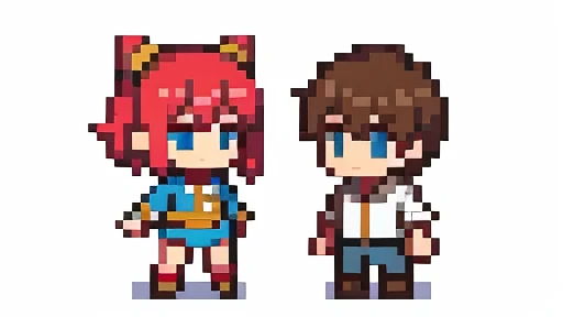 Personagens menina e menino da mesma idade ,chibi, variados,em duplas