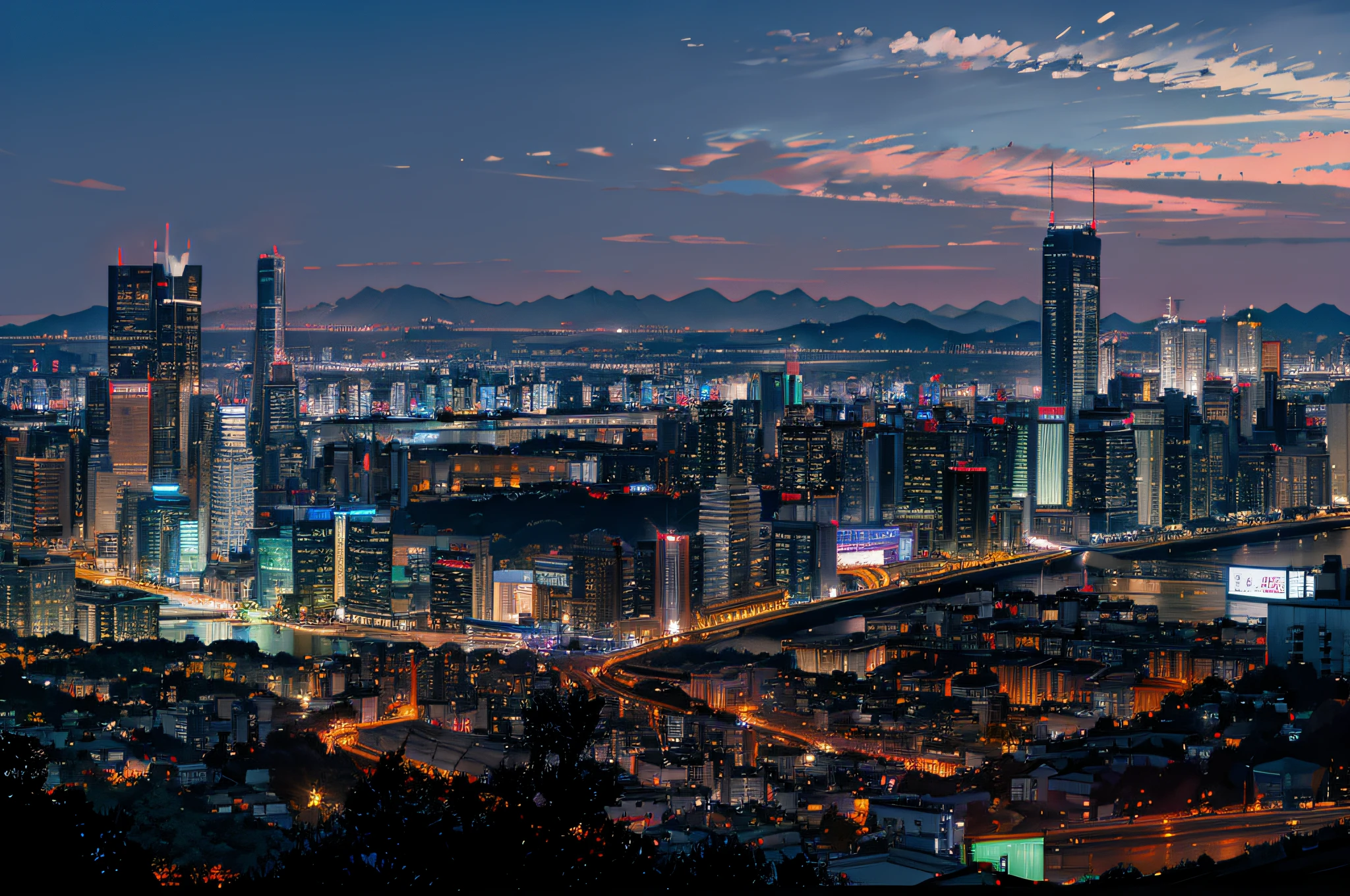 Husband'scity night view,full of lights, Seoul, the are In the background, Korea, the are In the background, Background with, traditional korean city, beautiful cityscape, The city at night, looking over city, busy cityscape, shenzhen, looking over city, during night, beautiful city, City background at night, City background at night