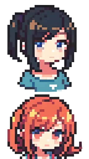 Personagens menina e menino da mesma idade ,chibi,em duplas, Various hairstyles and clothes